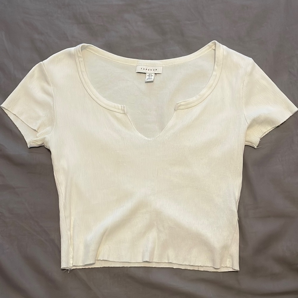 white TopShop cropped tee